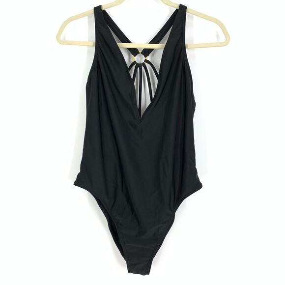 ASOS Other - Asos Size 8 Black One Piece Bathing Suit V-Neck Open Strappy Racerback